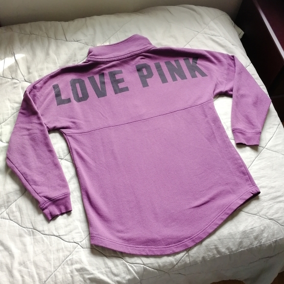 PINK Purple Half Snap Pullover Logo Back Cotton XS Victoria's Secret - Picture 7 of 7